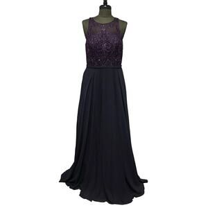 NWT Clarisse 8025 Damask Eggplant Size 14 Dress